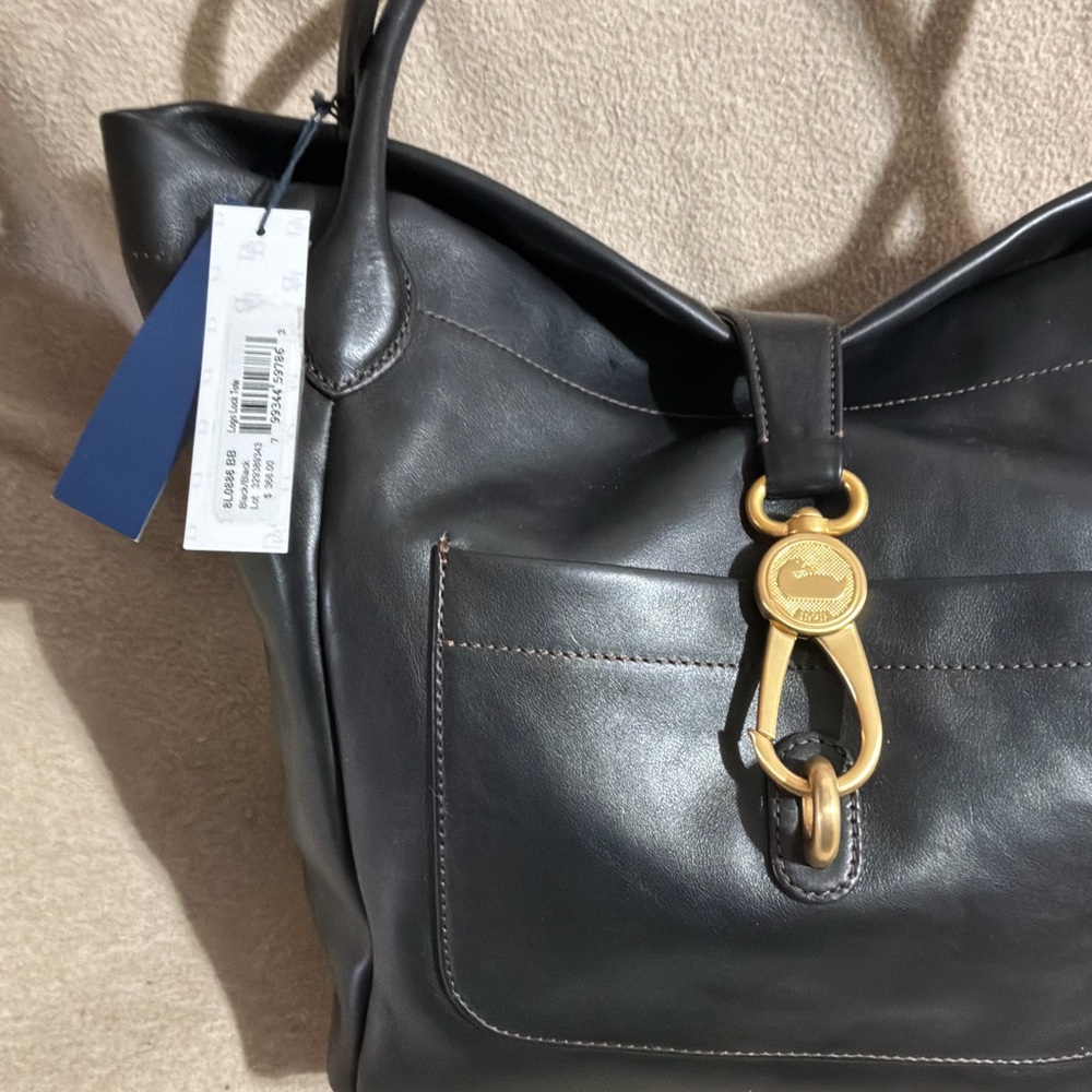 NWT Dooney & Bourke Florentine Leather Logo Lock Tote, color Black - Picture 2 of 12
